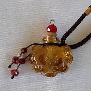 BOGO FREE Bottle Necklace Amber Color Beads Embellished Adjustable Cord Cork